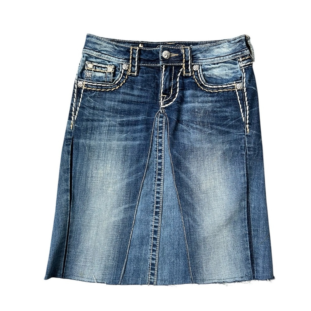 Miss Me Faded Blue A-Line Denim Skirt